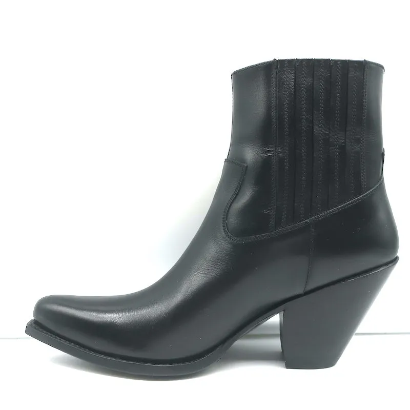Bottes cowboy Celine Berlin 80 en cuir noir pointure 38 à bout pointu et tige courte