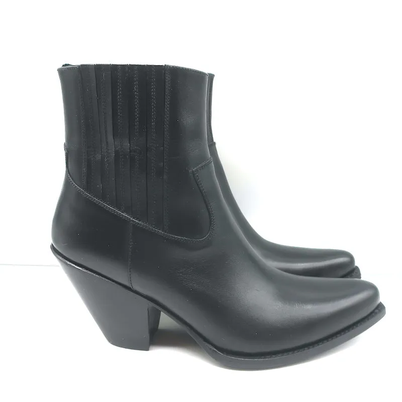 Bottes cowboy Celine Berlin 80 en cuir noir pointure 38 à bout pointu et tige courte