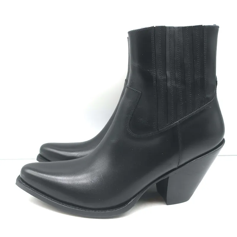 Bottes cowboy Celine Berlin 80 en cuir noir pointure 38 à bout pointu et tige courte