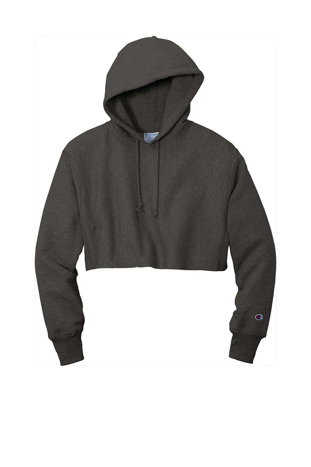 Champion Sweat à capuche femme coupe crop inversée - Gris charbon chiné