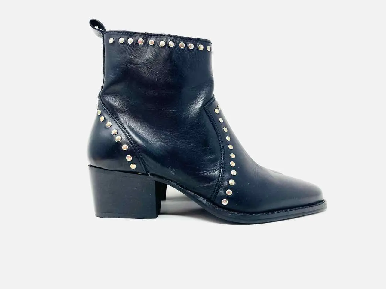 Bottes Chelsea en cuir clouté noir/argent Charles David taille 5