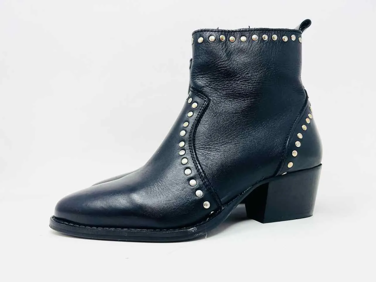 Bottes Chelsea en cuir clouté noir/argent Charles David taille 5