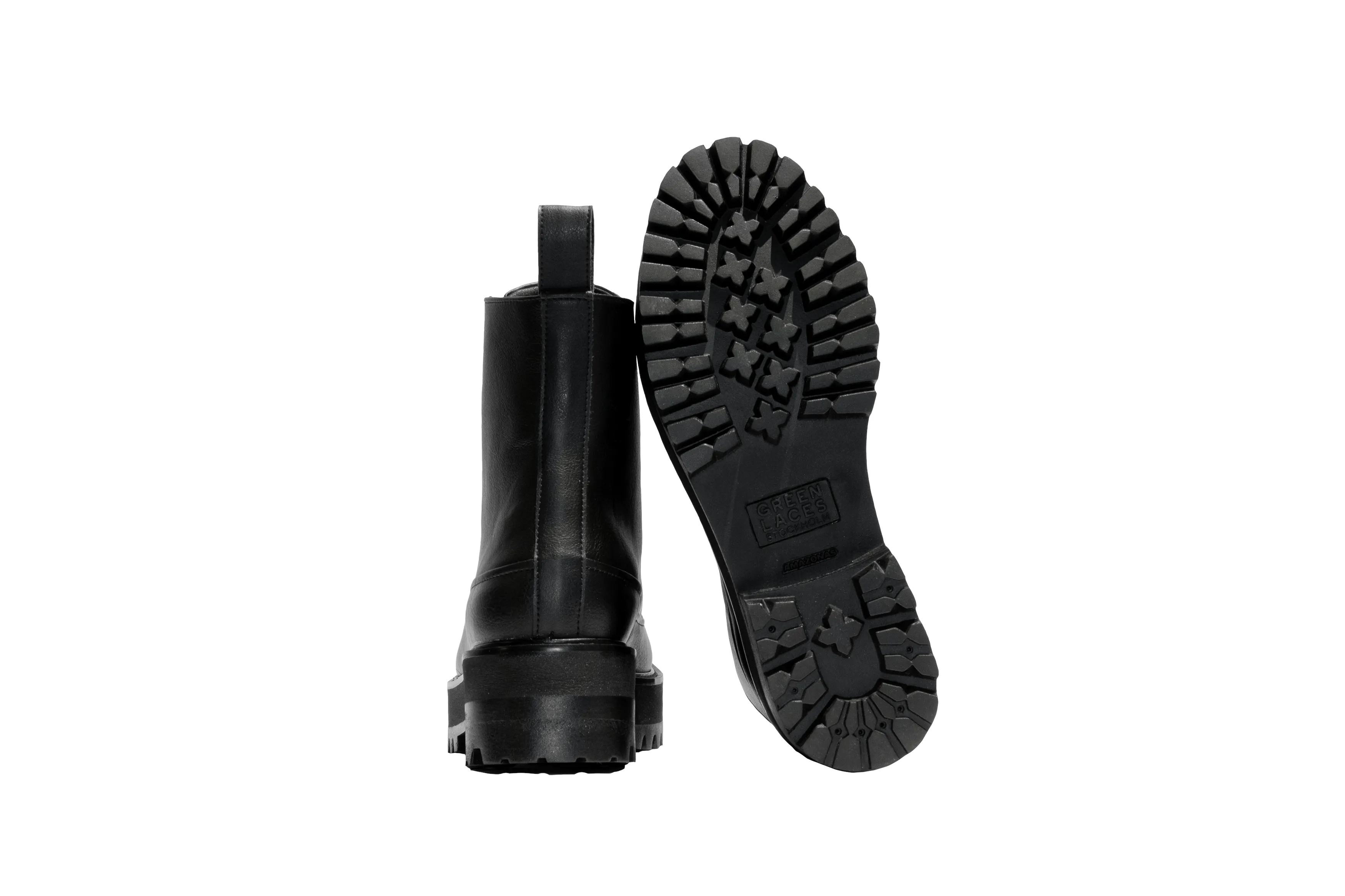 Bottes véganes unisexes à lacets épaisses | Noir