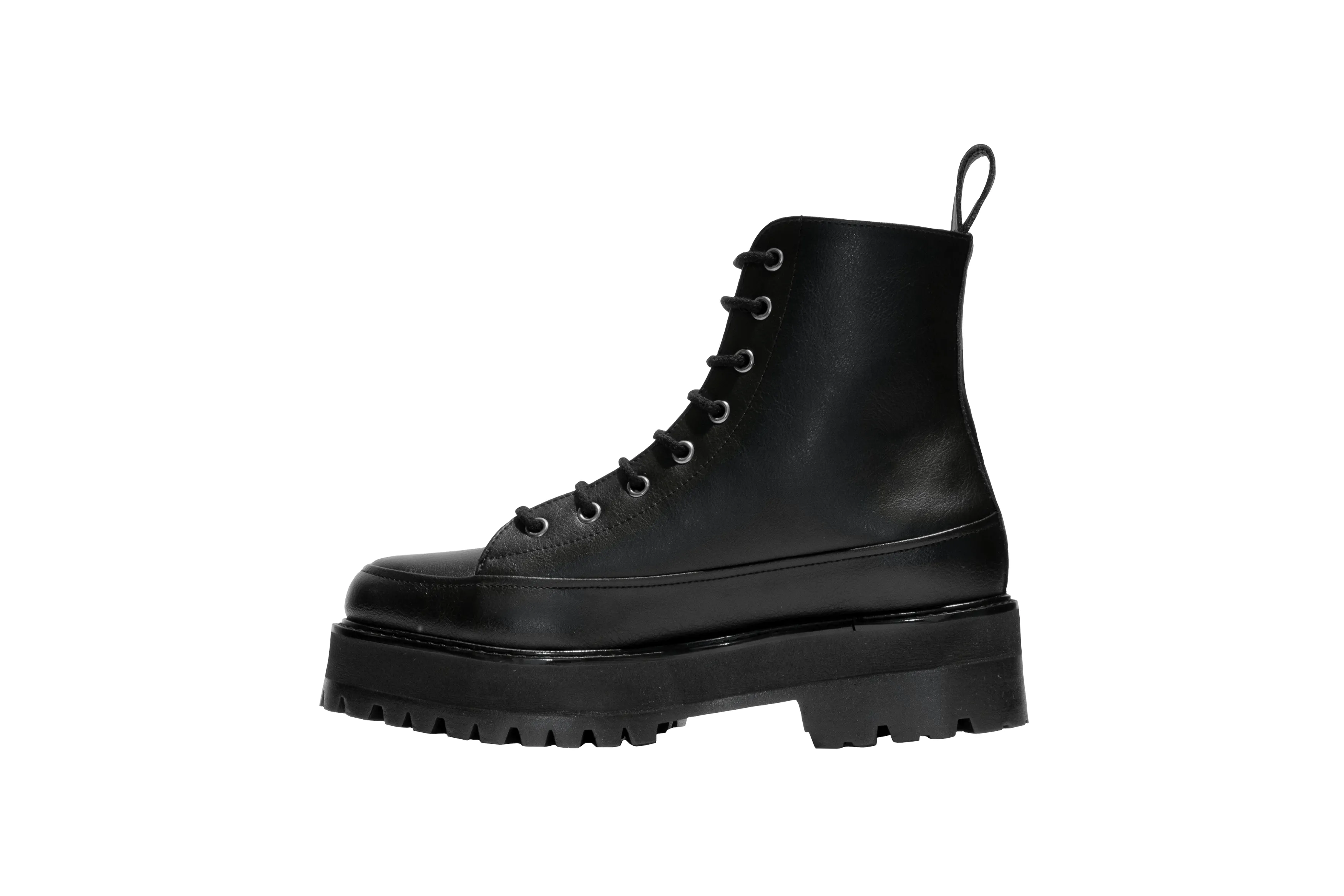 Bottes véganes unisexes à lacets épaisses | Noir