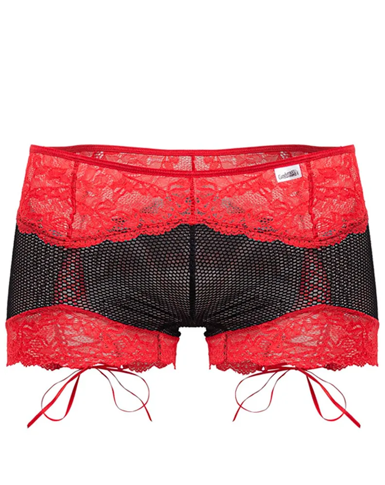 Vêtements_Candyman_Sous-vêtements pour hommes Candyman 99779 Caleçon en maille dentelle Noir-rouge