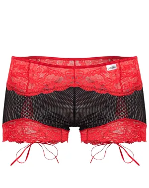 Vêtements_Candyman_Sous-vêtements pour hommes Candyman 99779 Caleçon en maille dentelle Noir-rouge