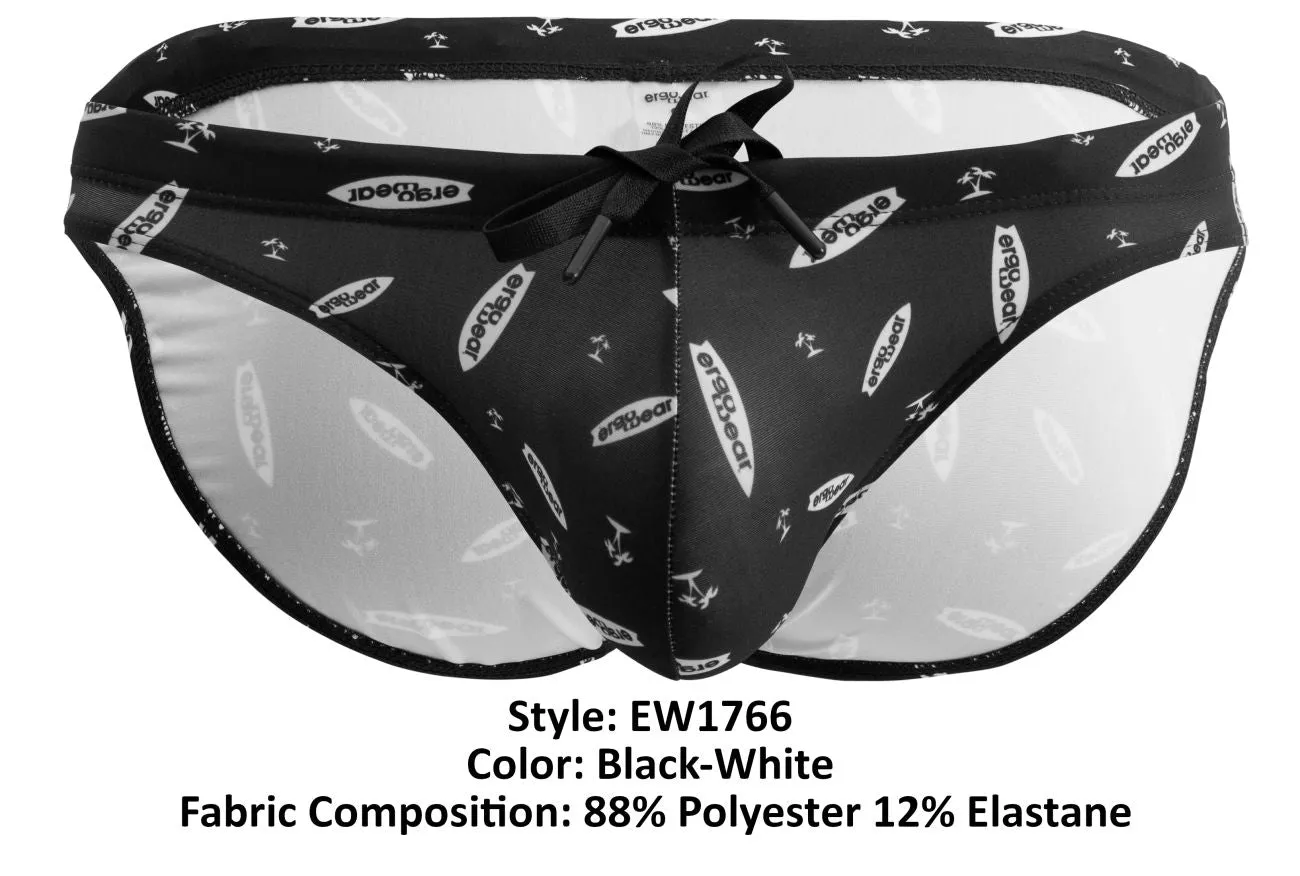 Vêtements_Ergowear_Sous-vêtements Homme ErgoWear EW1766 X4D SW Maillot de Bain Couleur Noir-Blanc