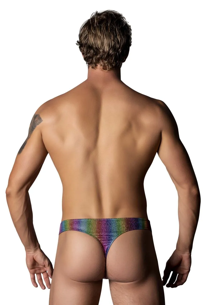 Vêtements Homme Power Sous-vêtements Homme Power 421-297 Pack N Play String avec Pochette à Préservatif à l'Avant Couleur Arc-en-ciel