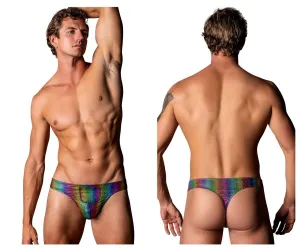 Vêtements Homme Power Sous-vêtements Homme Power 421-297 Pack N Play String avec Pochette à Préservatif à l'Avant Couleur Arc-en-ciel