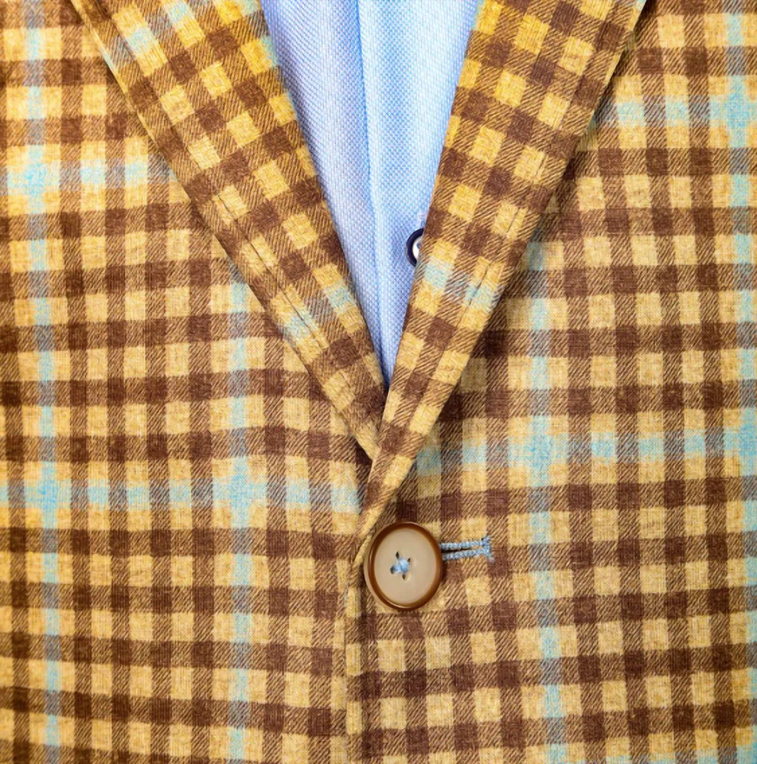 Veste Colton à Carreaux Élastique en Beige avec Bleu