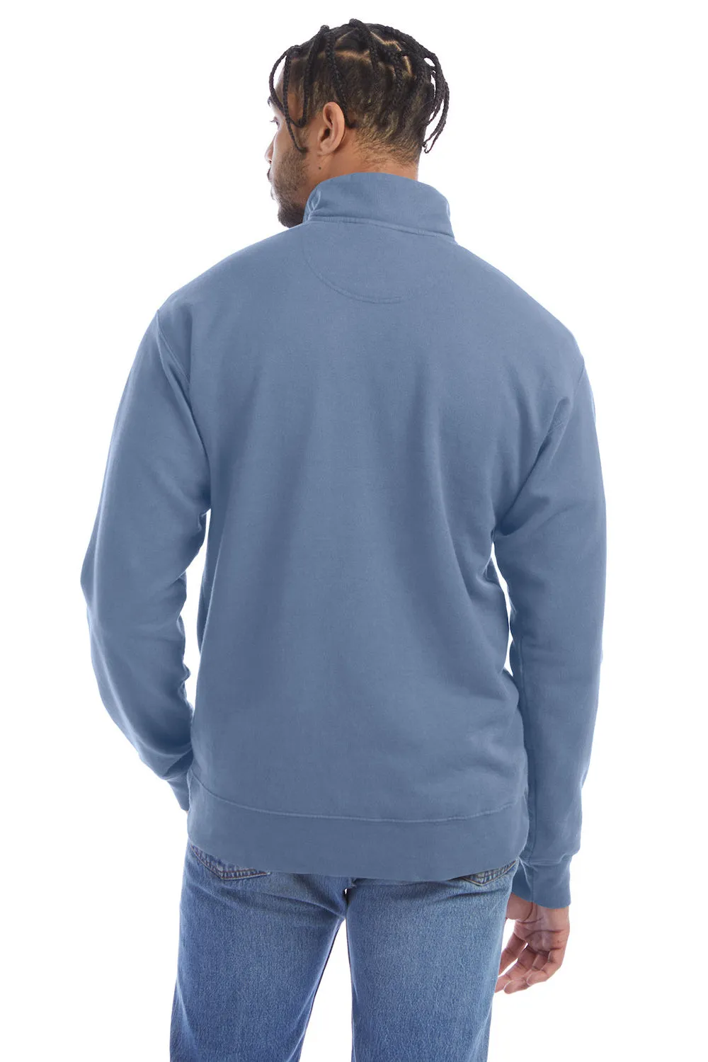 Pull à capuche 1/4 zip ComfortWash By Hanes pour homme - Bleu eau salée