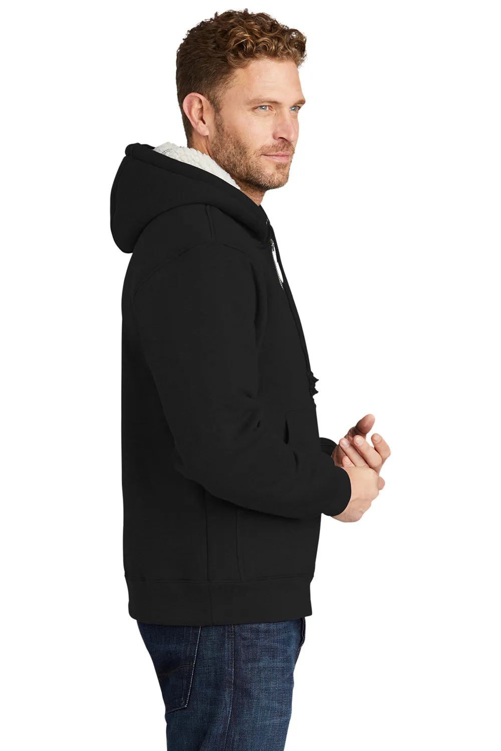 CornerStone Sweat à capuche pour hommes résistant à l'eau avec fermeture éclair complète et poches - Noir