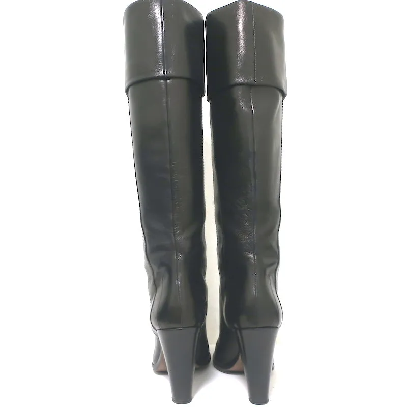 Bottes hautes à revers Costume National en cuir noir taille 39