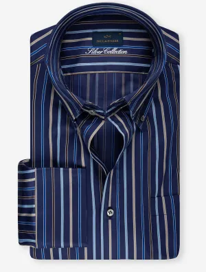 Chemise en Satin de Coton Bleue