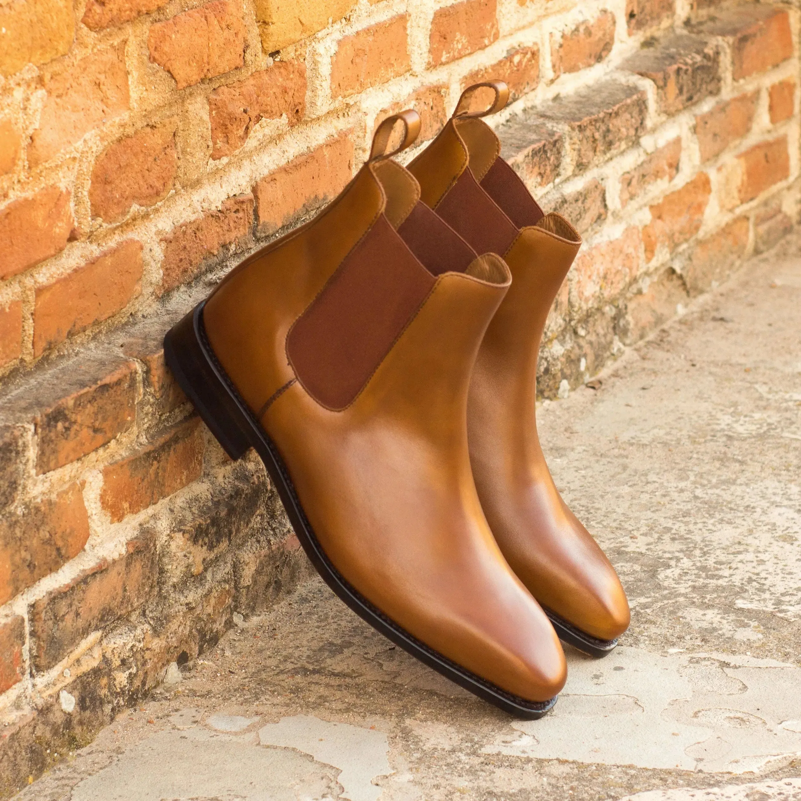 Bottes Chelsea en cuir italien pour hommes DapperFam Monza Cognac