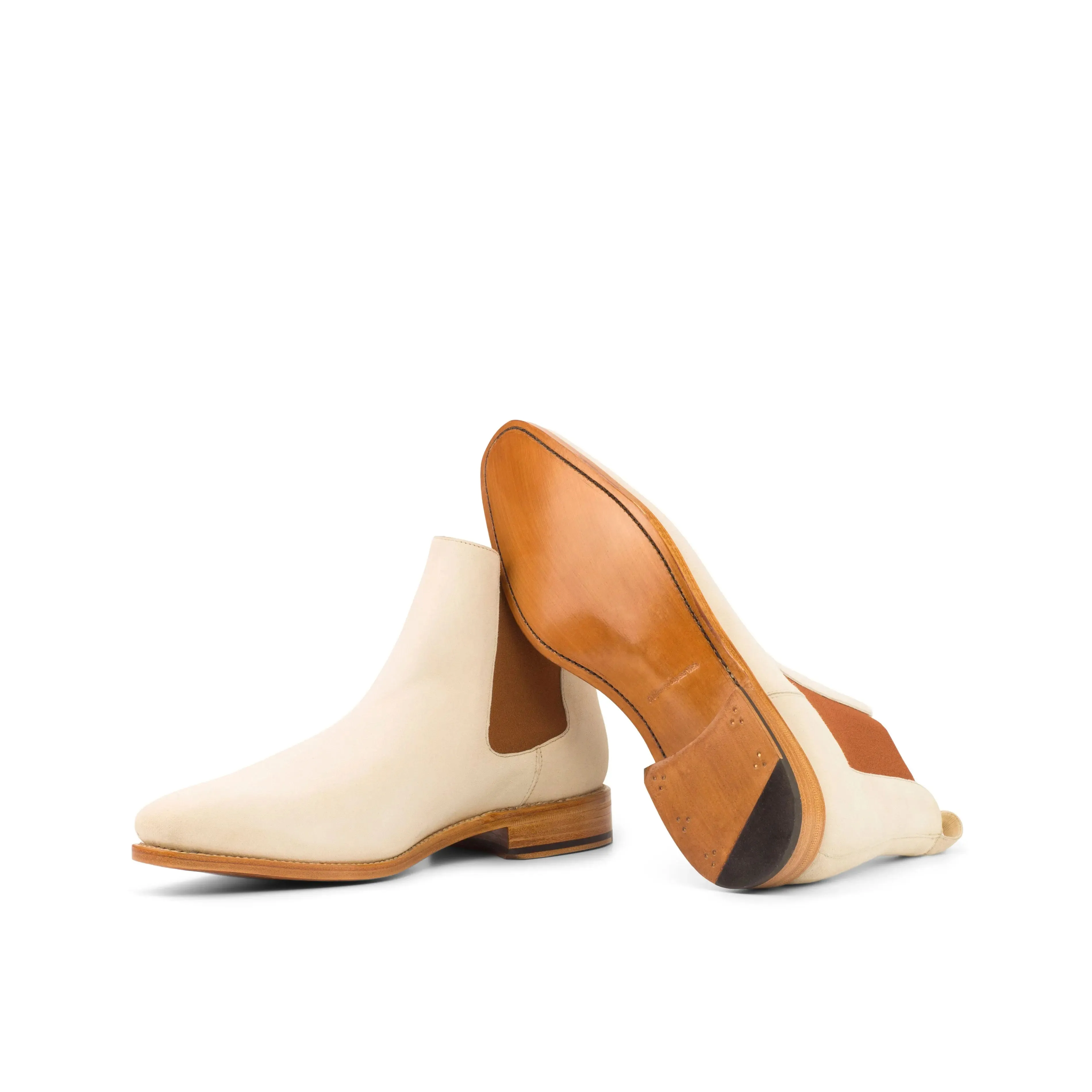 Chaussures Dapperfam DapperFam Monza en Suède Italien Ivoire Bottes Chelsea pour Hommes