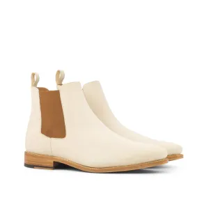 Chaussures Dapperfam DapperFam Monza en Suède Italien Ivoire Bottes Chelsea pour Hommes
