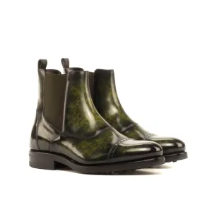 Chaussures Dapperfam DapperFam Vesuvio en kaki Bottes multiples Chelsea à patine peinte à la main pour hommes