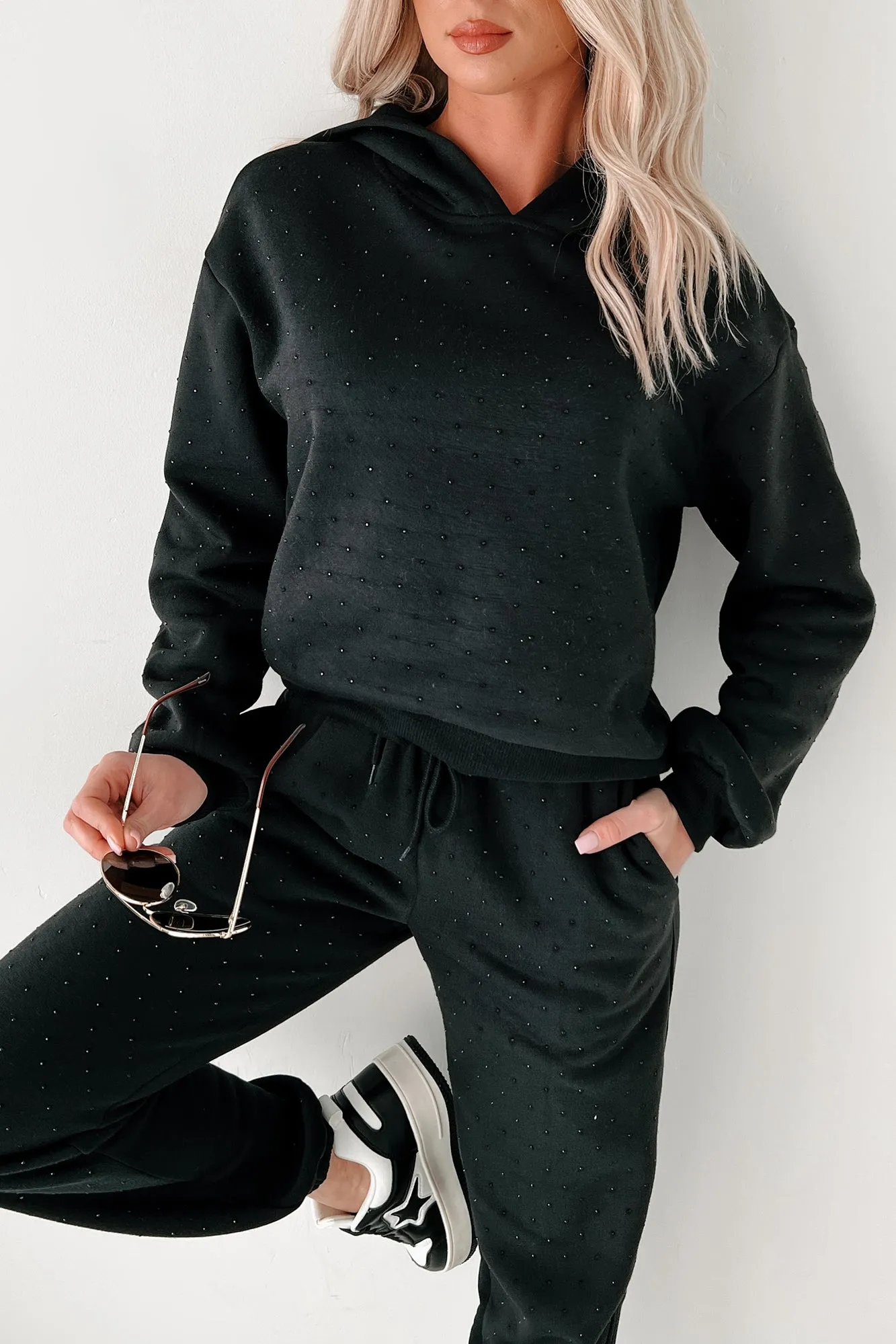 Ensemble Sweat à Capuche et Jogging Pailleté Dazzle and Dream (Noir)