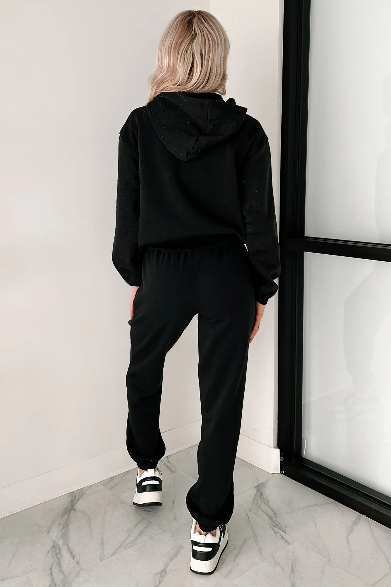 Ensemble Sweat à Capuche et Jogging Pailleté Dazzle and Dream (Noir)