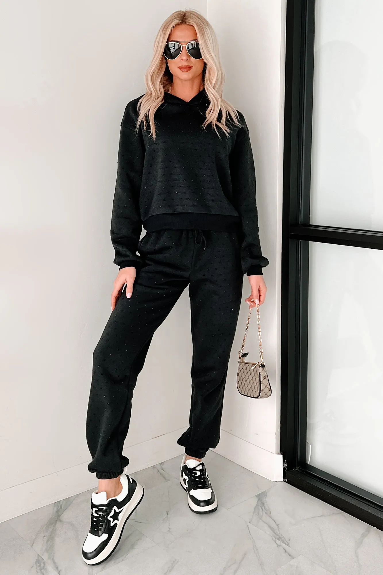 Ensemble Sweat à Capuche et Jogging Pailleté Dazzle and Dream (Noir)