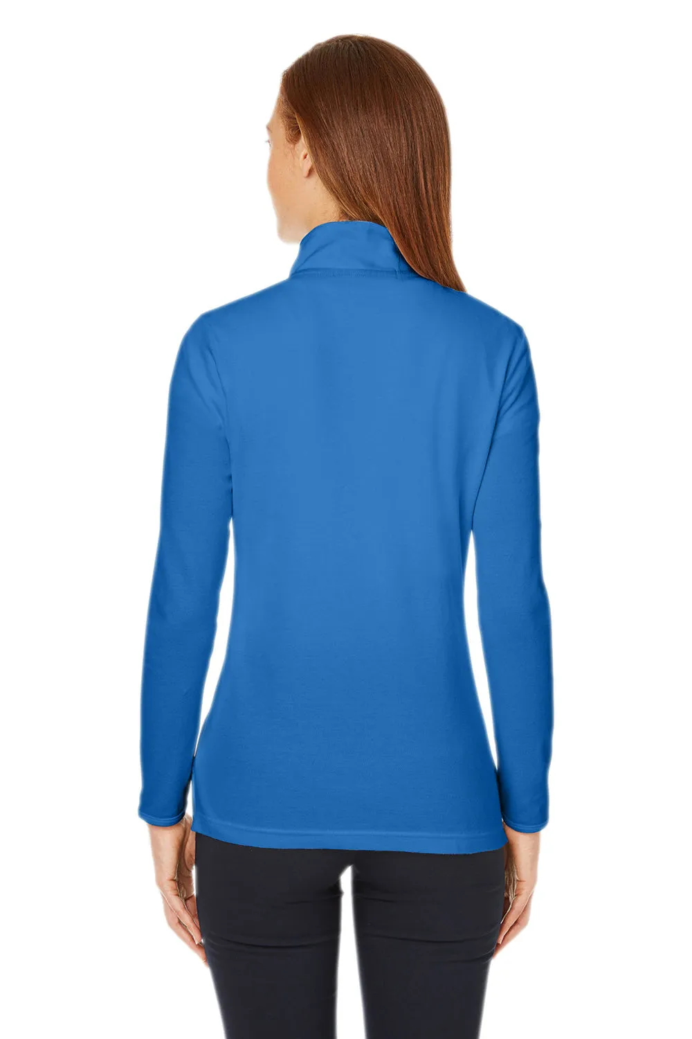 Devon & Jones Sweat à capuche femme 1/4 zip New Classics Performance - Bleu français