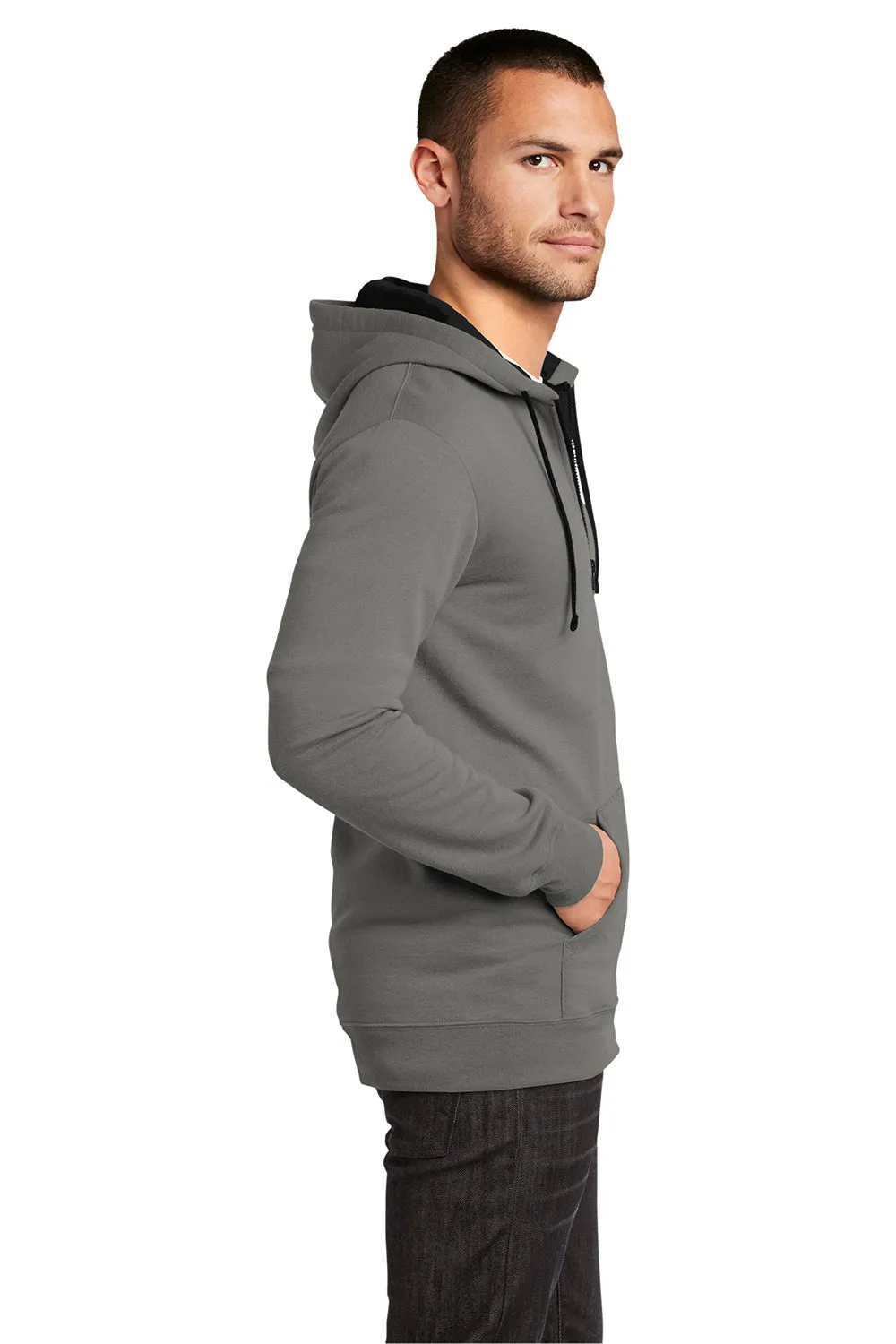District Mens The Concert Veste à capuche polaire zip complète avec poches - Gris