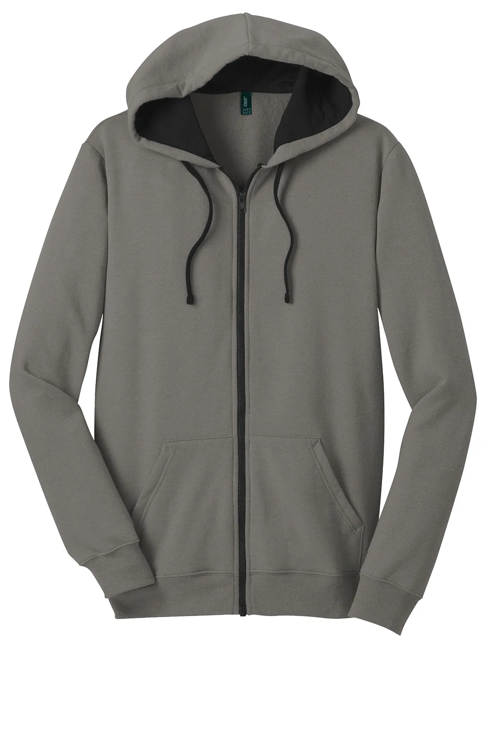 District Mens The Concert Veste à capuche polaire zip complète avec poches - Gris