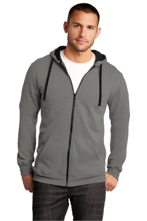 District Mens The Concert Veste à capuche polaire zip complète avec poches - Gris
