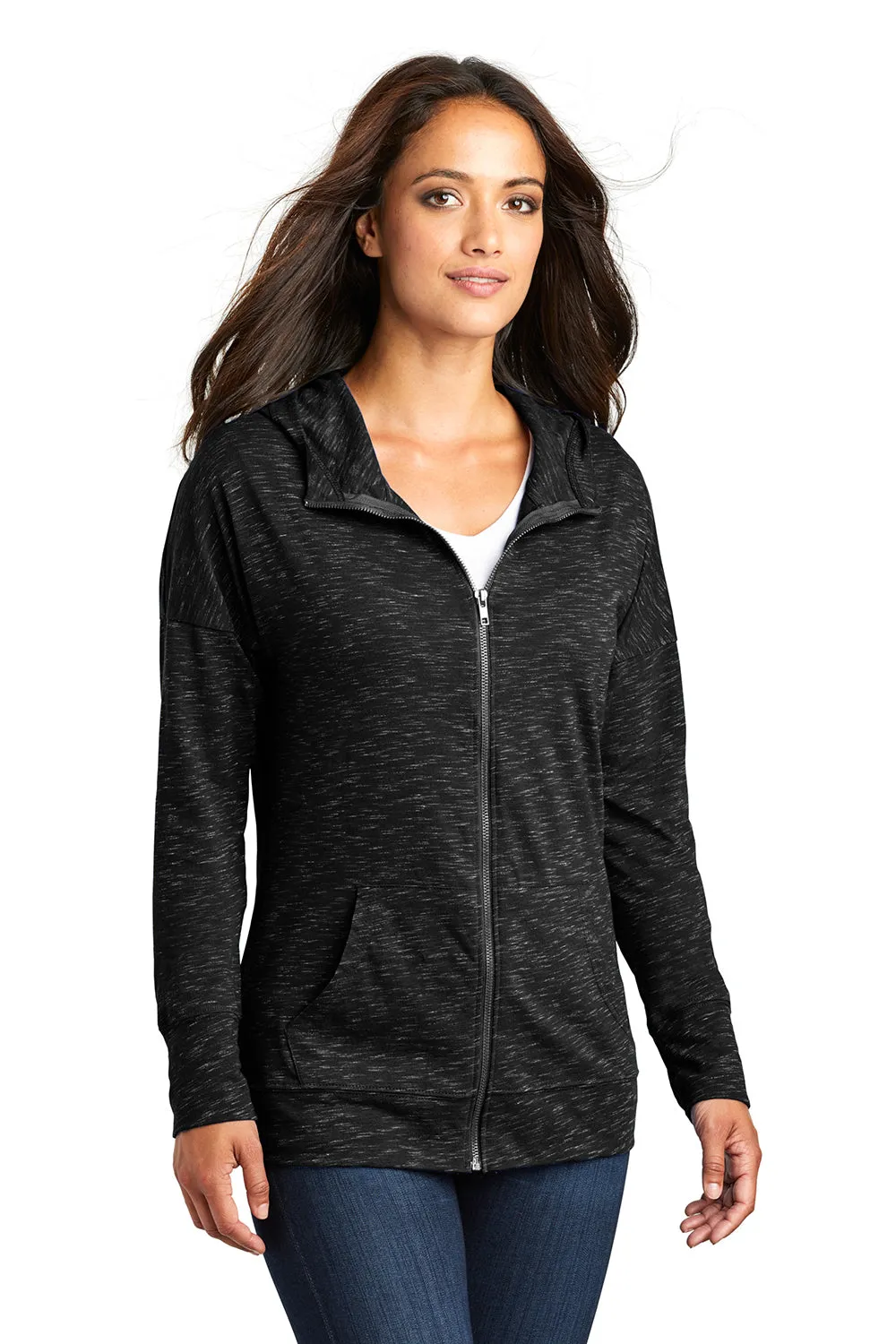 Sweat à capuche zippé complet pour femmes District avec poches - Noir