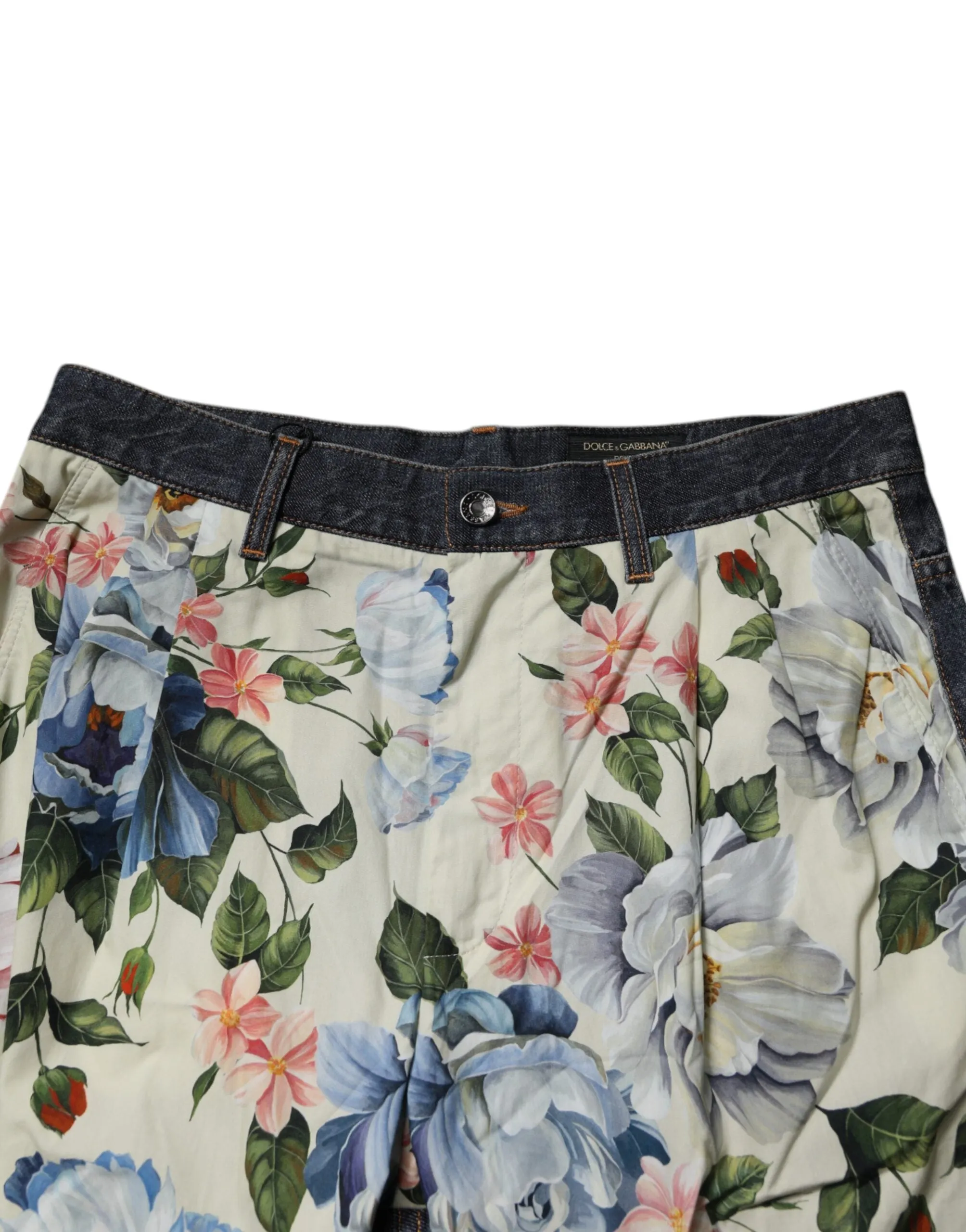 Dolce & Gabbana Jeans Homme en Coton Fleuri Bleu