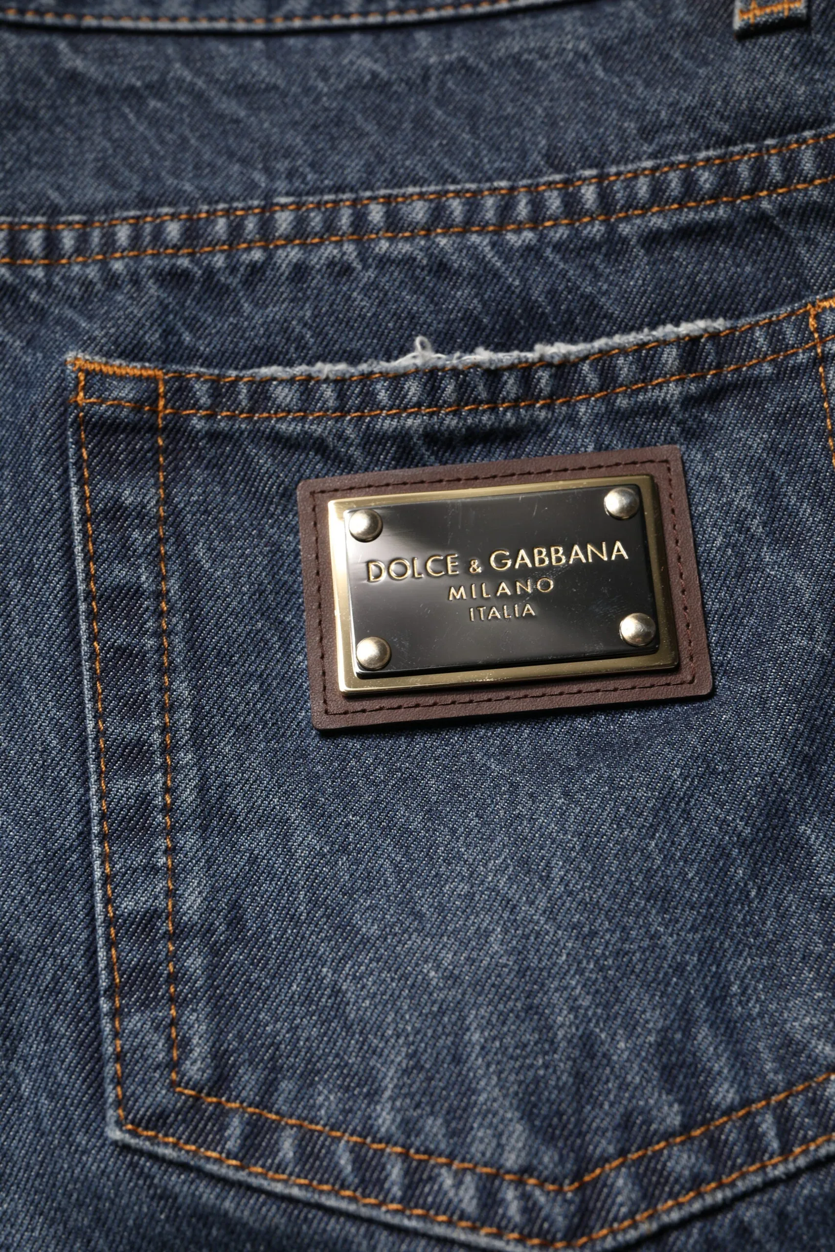 Dolce & Gabbana Jeans Homme en Coton Fleuri Bleu
