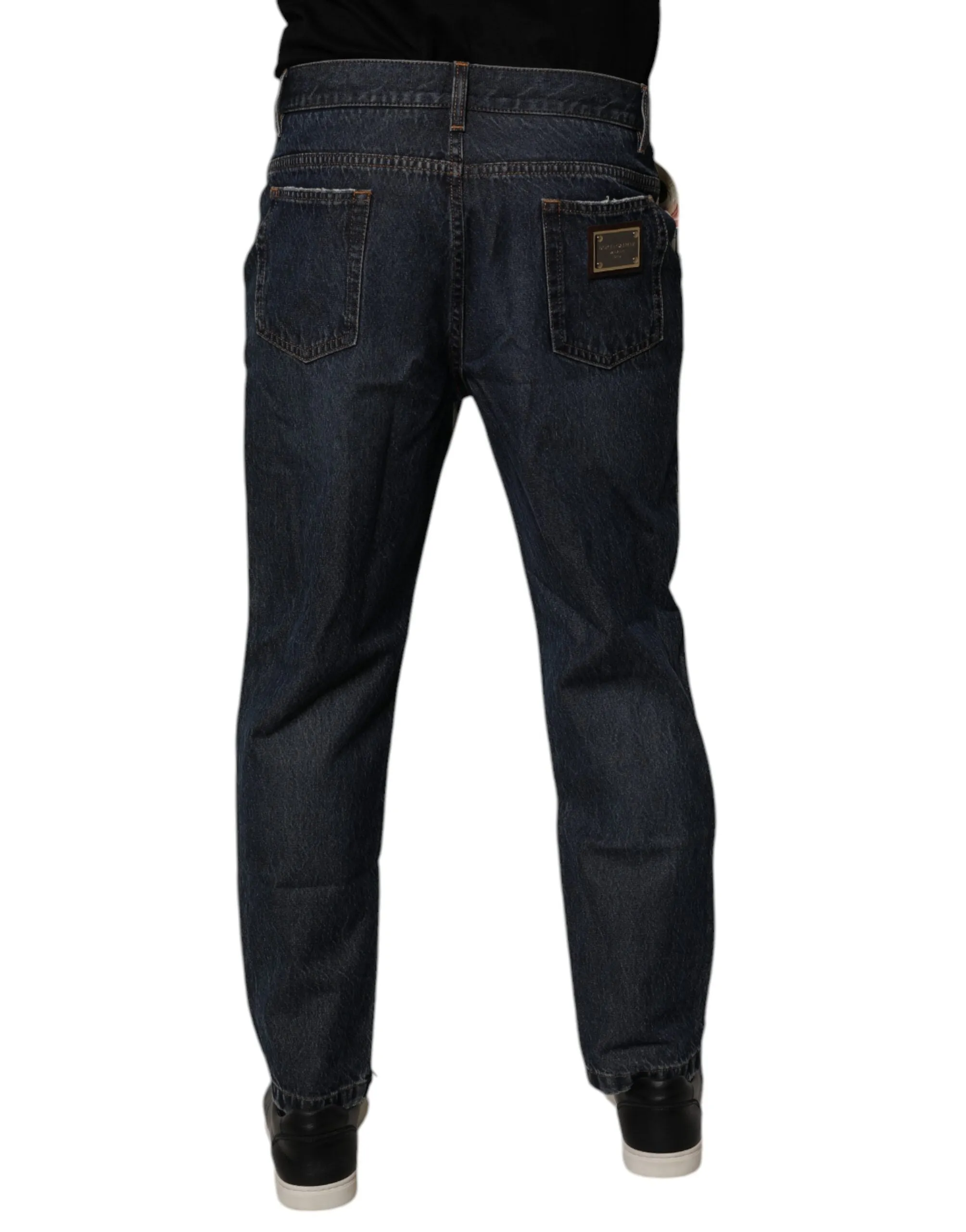 Dolce & Gabbana Jeans Homme en Coton Fleuri Bleu
