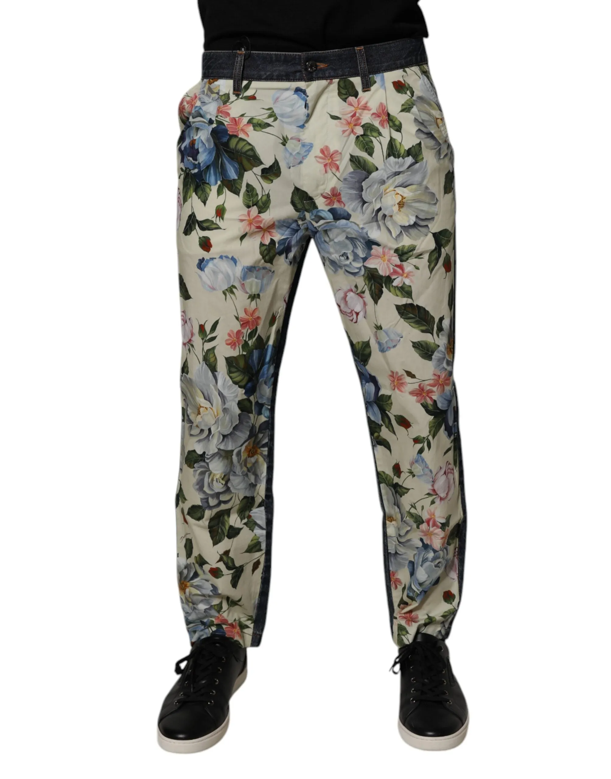 Dolce & Gabbana Jeans Homme en Coton Fleuri Bleu