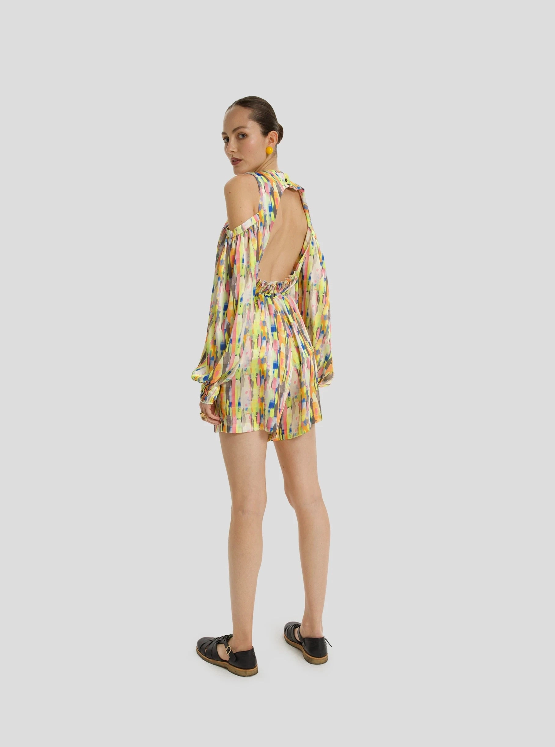 Robe courte Doll imprimée Poolside