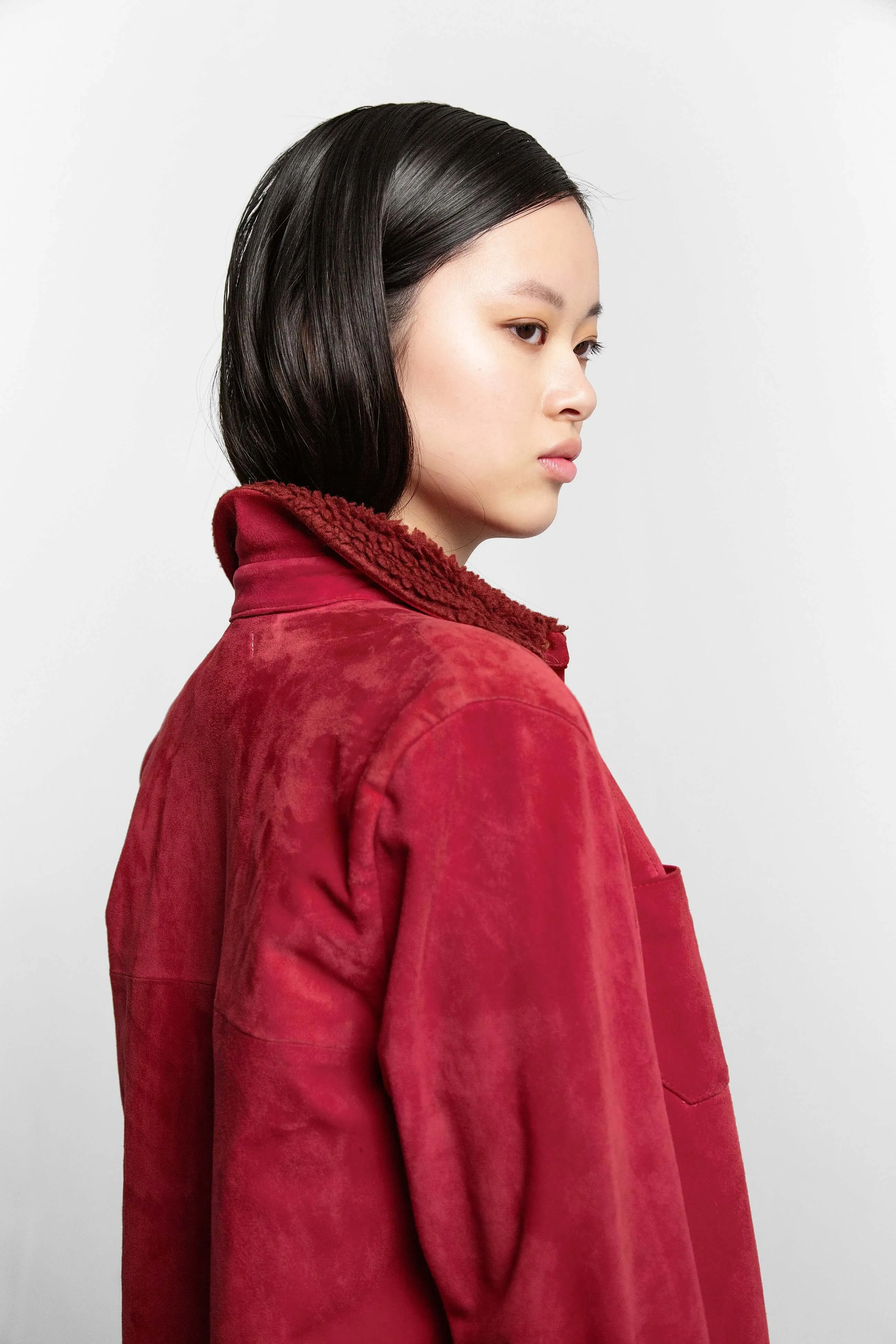 Chemise Dori en cuir fuchsia