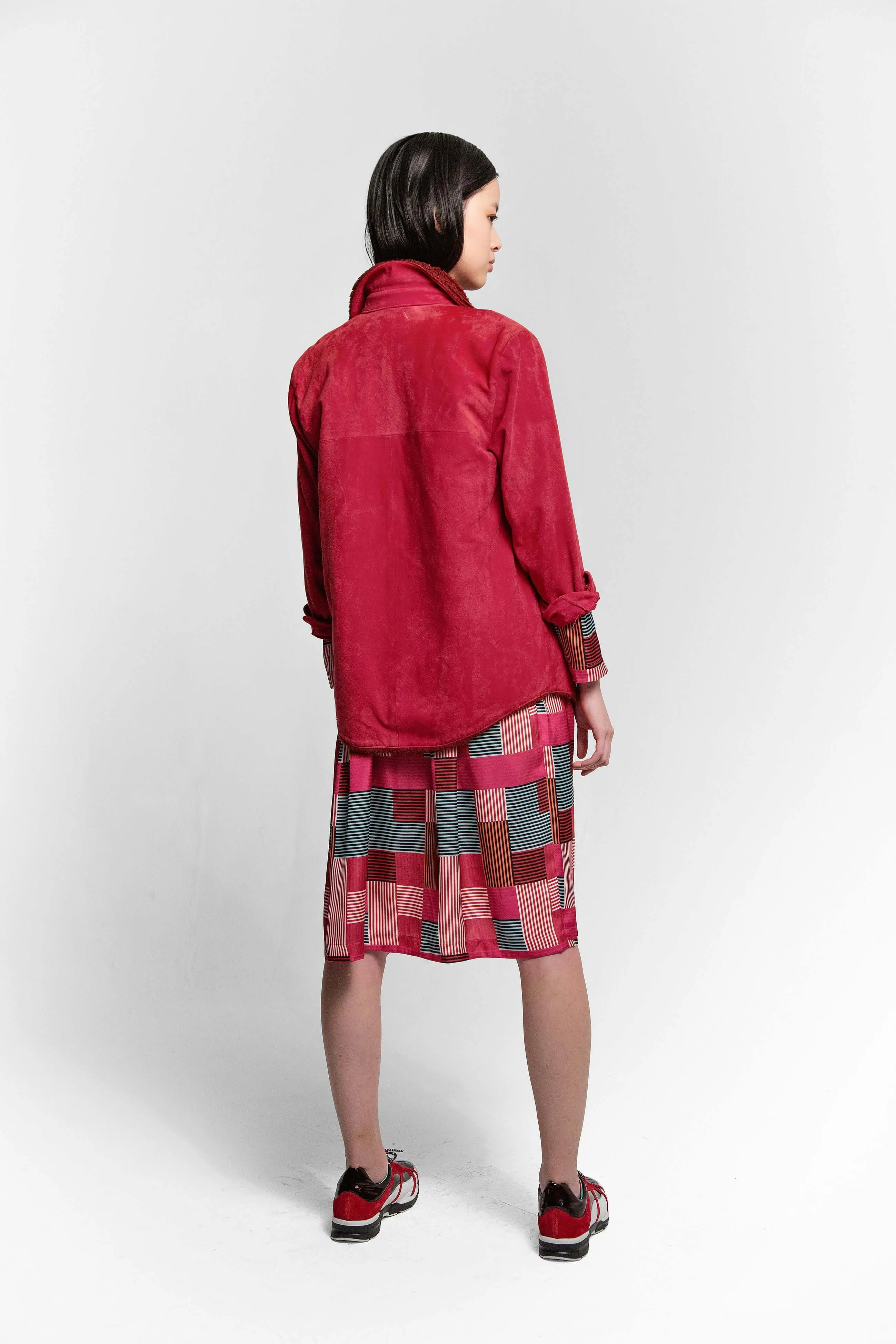 Chemise Dori en cuir fuchsia