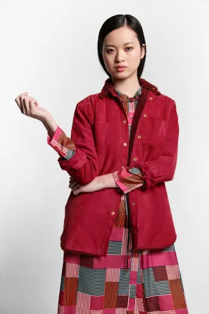 Chemise Dori en cuir fuchsia