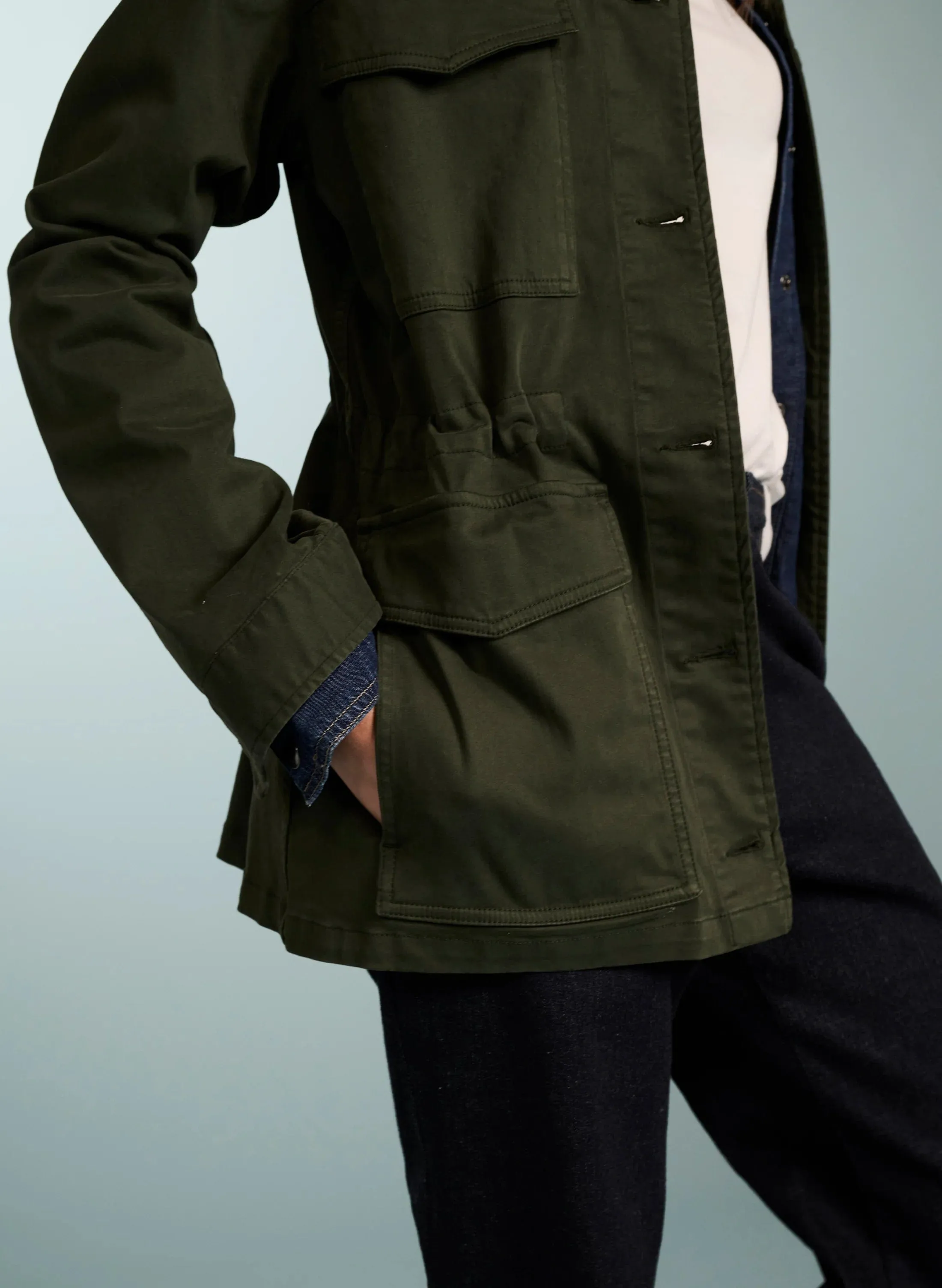 Veste utilitaire en coton bio Drake | Kaki foncé