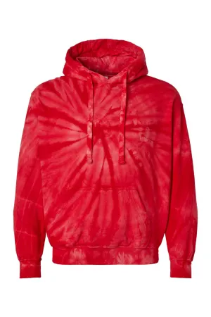 Dyenomite Sweat à capuche pour hommes avec motif cyclone et teinture nouée, poche kangourou - Rouge