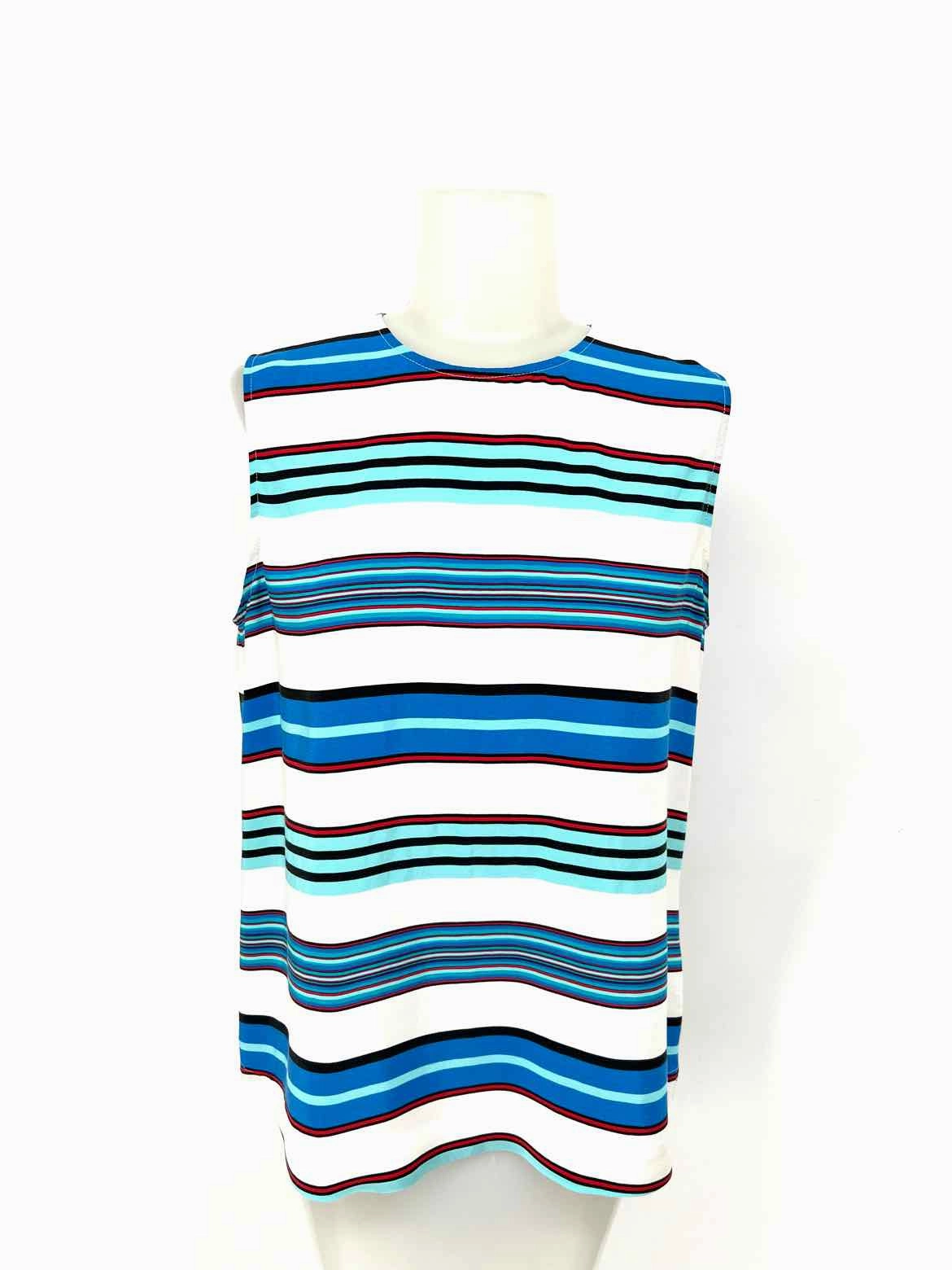 Equipment Femme Women's Blue / White Silk Stripe Size S Sleeveless