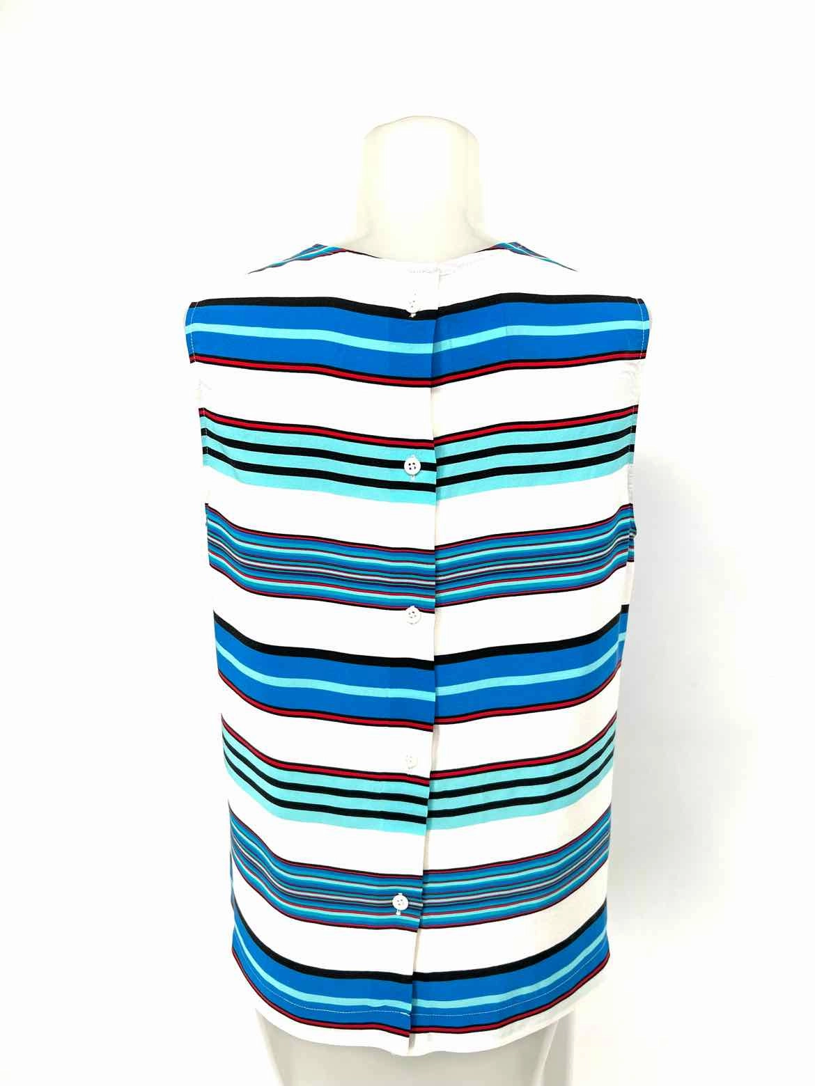 Equipment Femme Women's Blue / White Silk Stripe Size S Sleeveless
