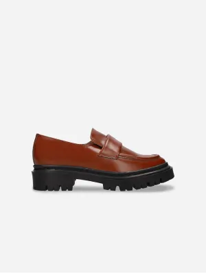 Mocassins volumineux en similicuir vegan pour femmes Esel | Marron