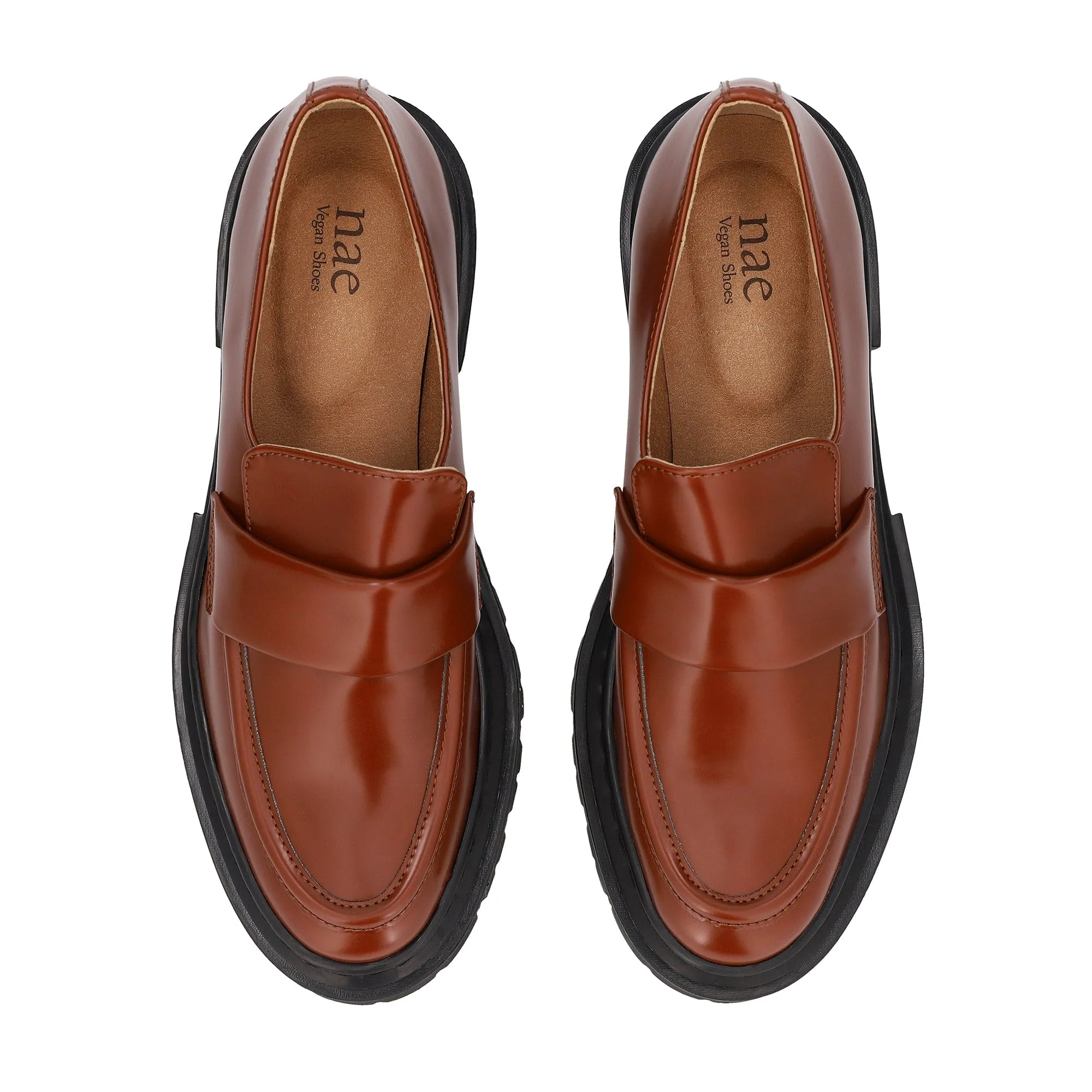 Mocassins volumineux en similicuir vegan pour femmes Esel | Marron