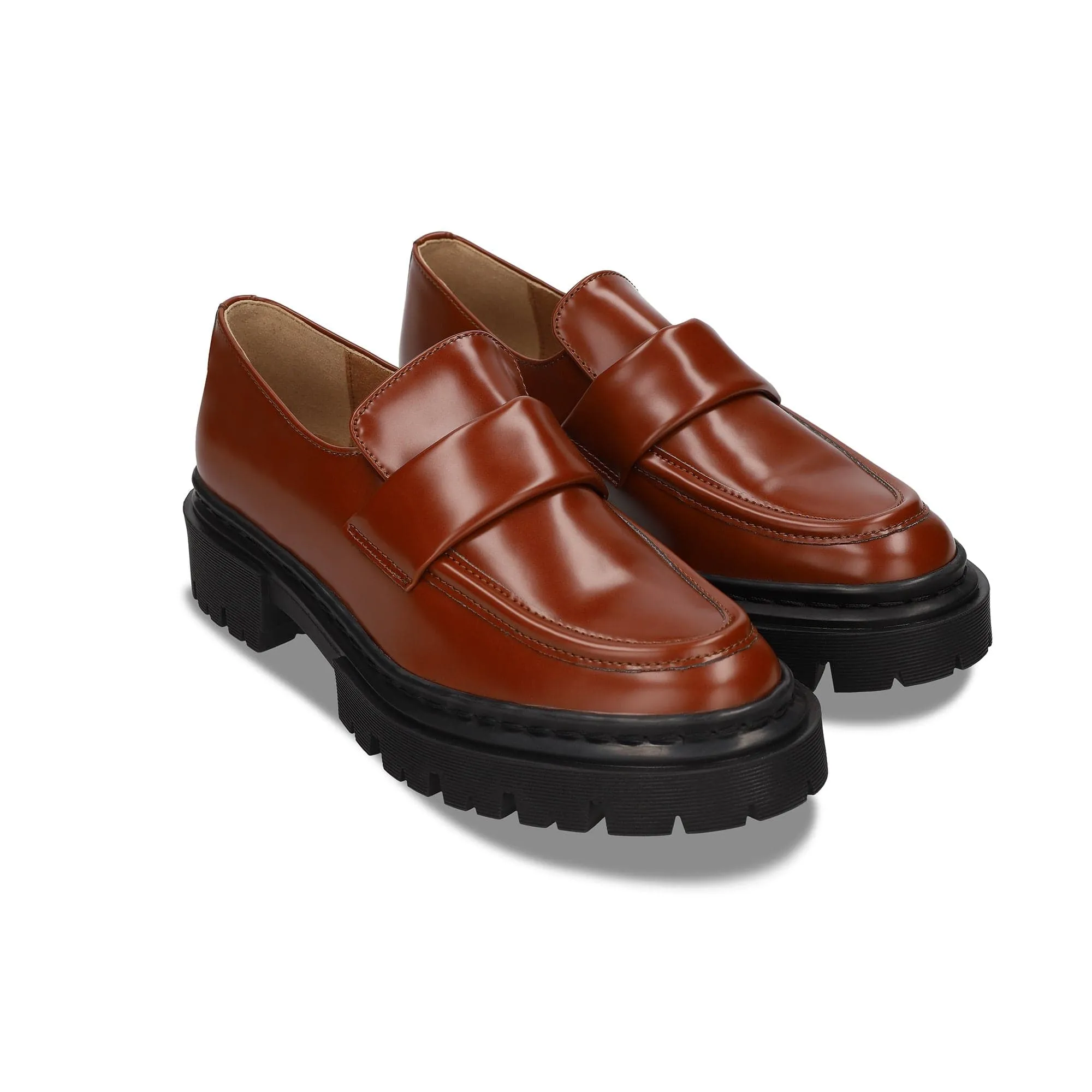 Mocassins volumineux en similicuir vegan pour femmes Esel | Marron