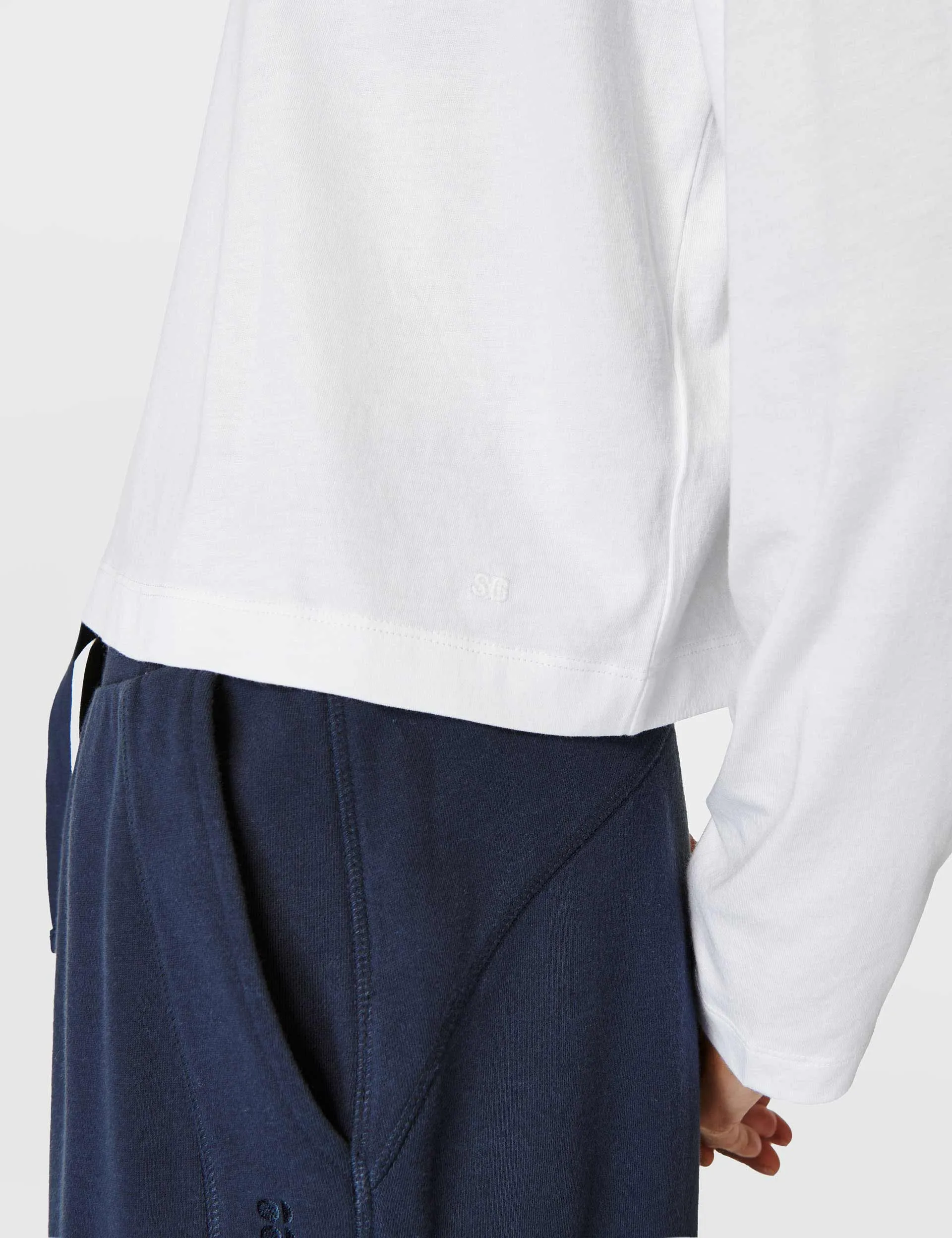 T-shirt manches longues Essential Crop - Blanc