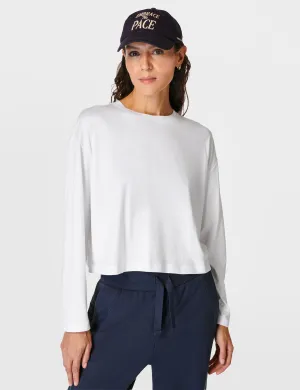 T-shirt manches longues Essential Crop - Blanc