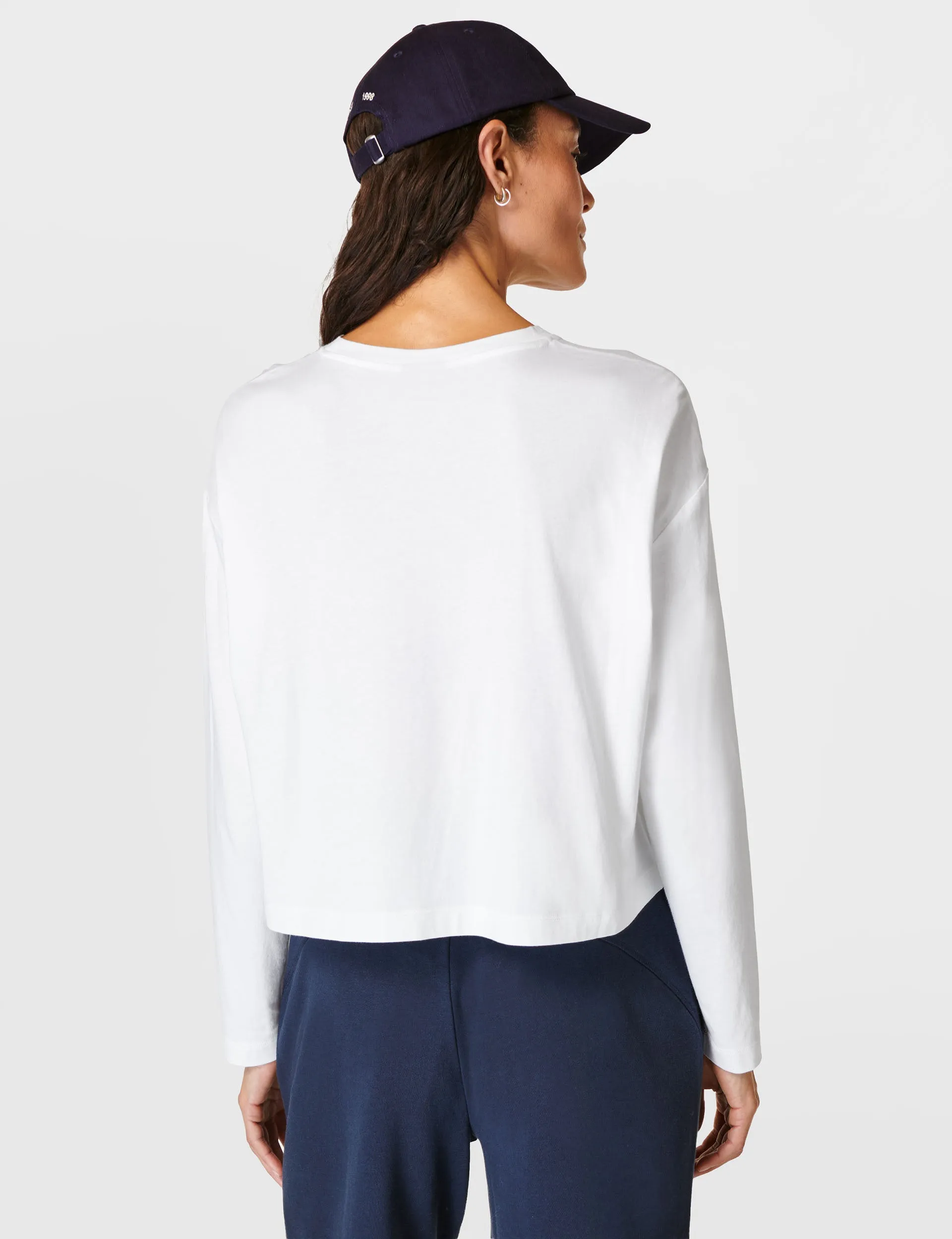 T-shirt manches longues Essential Crop - Blanc