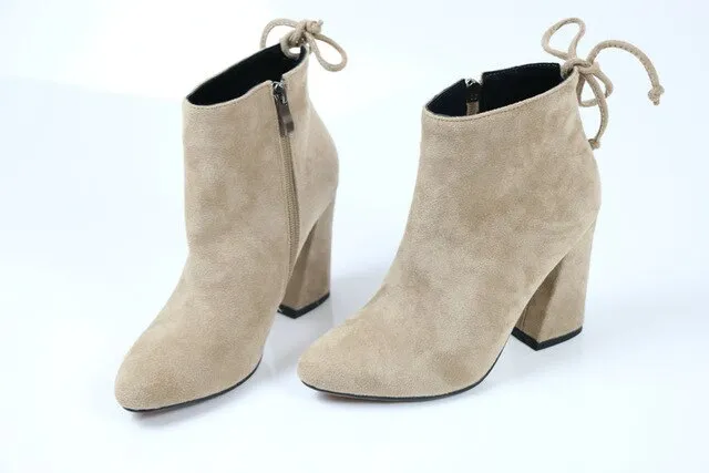 ESVEVA 2020 Bottes Femme Bottes Cheville Daim Talon Carré Chaussures Hiver Bout Rond Soirée Occidentale Automne Tailles 34-43 Chaussures Fashion Nova