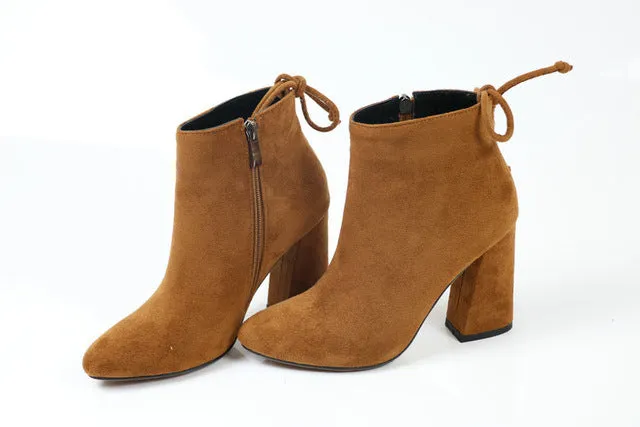 ESVEVA 2020 Bottes Femme Bottes Cheville Daim Talon Carré Chaussures Hiver Bout Rond Soirée Occidentale Automne Tailles 34-43 Chaussures Fashion Nova